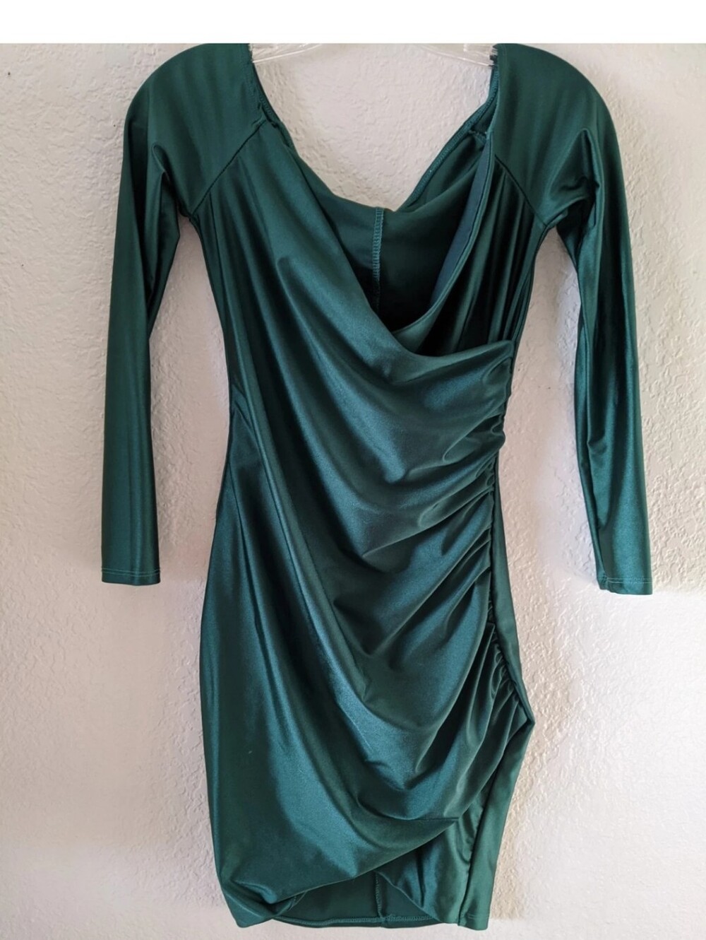 J. Our Women’s Emerald Green Drape Front Long Sleeve Dress Size M